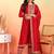 Red embroidered silk blend stitched readymade suit