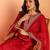 Red embroidered silk blend stitched readymade suit