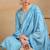 Blue embroidered viscose rayon stitched readymade suit