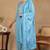 Blue embroidered viscose rayon stitched readymade suit
