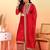 Red embroidered silk blend stitched readymade suit