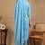 Blue embroidered viscose rayon stitched readymade suit