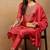 Maroon embroidered silk blend stitched readymade suit