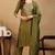 Olive embroidered silk blend stitched readymade suit