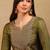 Olive embroidered silk blend stitched readymade suit
