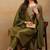 Olive embroidered silk blend stitched readymade suit