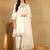 White embroidered silk blend stitched readymade suit