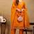 Mustard embroidered silk blend stitched readymade suit