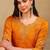 Mustard embroidered silk blend stitched readymade suit