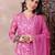 Pink printed rayon stitched readymade suit