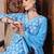 Blue printed rayon stitched readymade suit