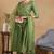 Green plain silk blend stitched readymade suit