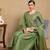 Green plain silk blend stitched readymade suit