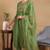 Green plain silk blend stitched readymade suit