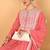 Pink embroidered georgette stitched readymade suit