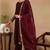 Burgundy embroidered silk blend stitched readymade suit