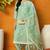 Sea green embroidered organza stitched readymade suit
