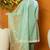 Sea green embroidered organza stitched readymade suit