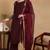 Burgundy embroidered silk blend stitched readymade suit