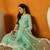 Sea green embroidered organza stitched readymade suit