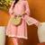 Pink embroidered organza stitched readymade suit