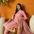 Pink embroidered organza stitched readymade suit