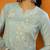 Blue embroidered organza stitched readymade suit