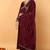 Maroon embroidered silk blend stitched readymade suit