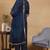 Teal embroidered silk blend stitched readymade suit