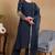 Teal embroidered silk blend stitched readymade suit