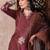 Brown printed silk blend stitched readymade suit