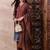 Brown printed silk blend stitched readymade suit