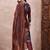 Brown printed silk blend stitched readymade suit