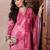 Pink printed silk blend stitched readymade suit