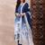 Blue printed silk blend stitched readymade suit