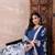Blue printed silk blend stitched readymade suit