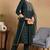 Green woven silk blend stitched readymade suit
