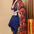 Navy blue embroidered silk blend stitched readymade suit
