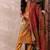 Mustard printed silk blend stitched readymade suit