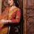 Mustard printed silk blend stitched readymade suit