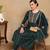 Green woven silk blend stitched readymade suit