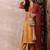 Mustard printed silk blend stitched readymade suit