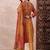 Mustard printed silk blend stitched readymade suit