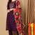 Purple embroidered silk blend stitched readymade suit
