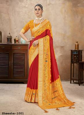 Beautiful Self Jacquard with Weaving Border Saree & Tassels 1
