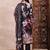 Black printed silk blend stitched readymade suit
