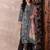 Black printed silk blend stitched readymade suit