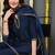 Blue embroidered silk blend stitched readymade suit