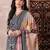 Black printed silk blend stitched readymade suit