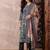 Black printed silk blend stitched readymade suit
